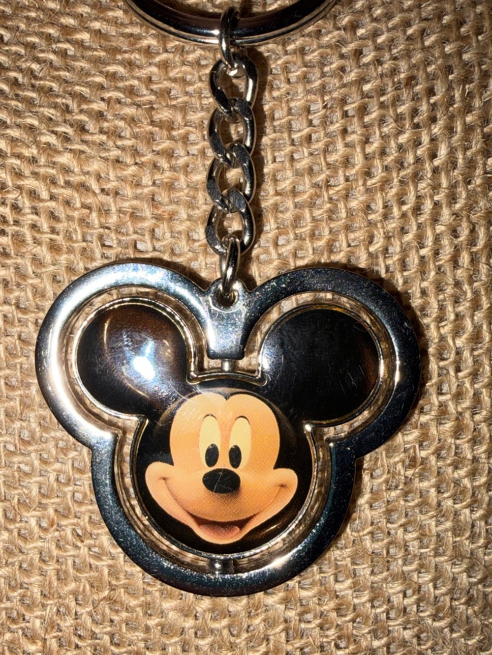 Disney Metal Mickey Mouse Keychain in Silver, Black and Yellow